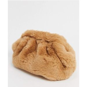Slouchy pillow faux fur clutch bag